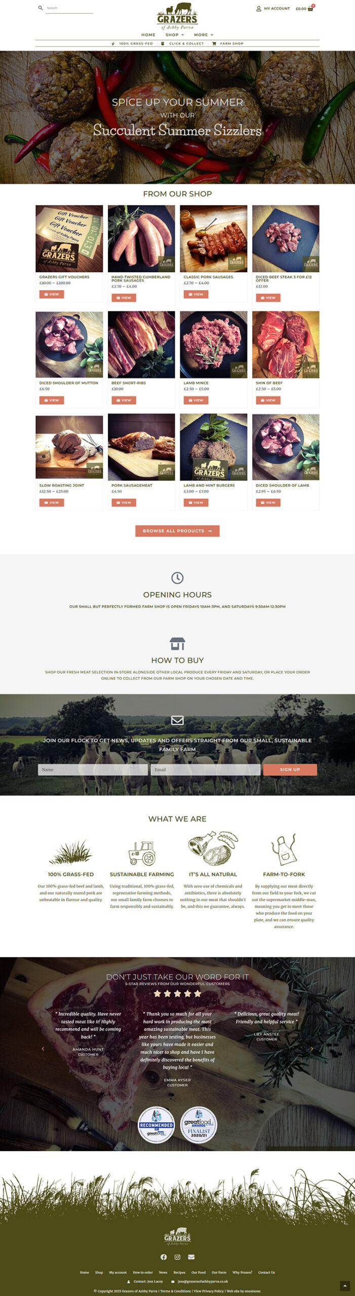 WooCommerce website for Grazers farm shop, scaled from brochure site to e-commerce with click-and-collect functionality.