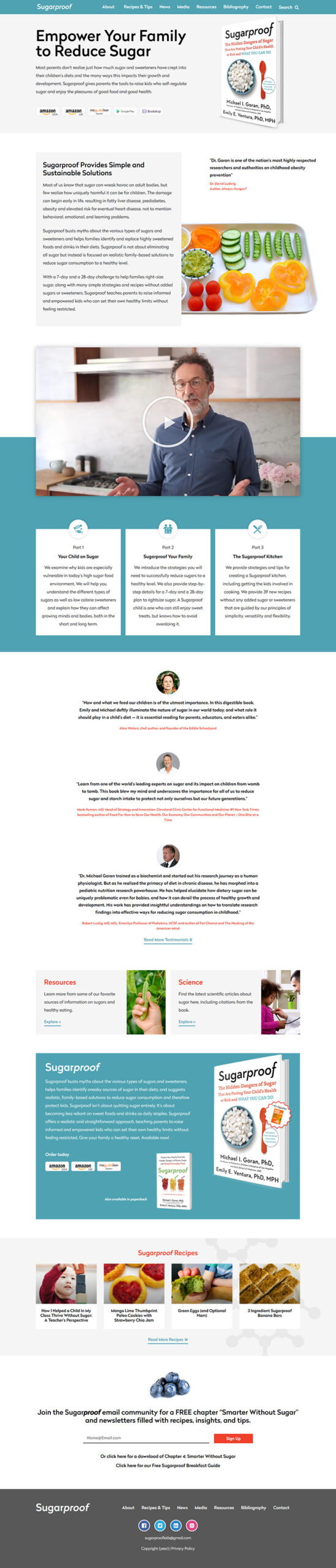 WordPress website for Sugarproof, with a custom-built recipe search and filter system to support healthy family eating.